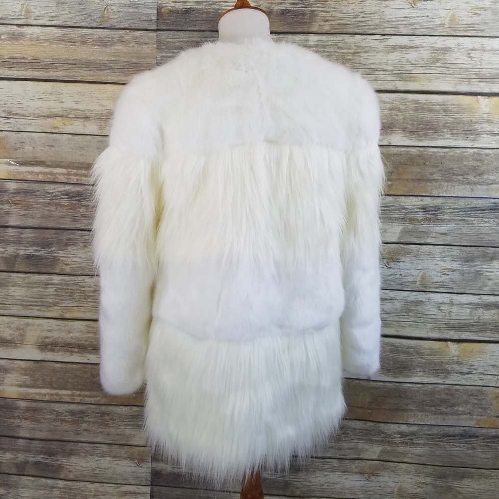 NWT Zara Cream White Combined Faux Fur Teddy Coat - Picture 7 of 8
